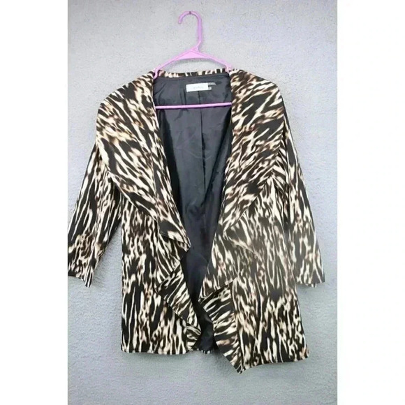 Calvin Klein Women's Leopard Open Front Cardigan-Sz. 2/Petite - Picture 1 of 8